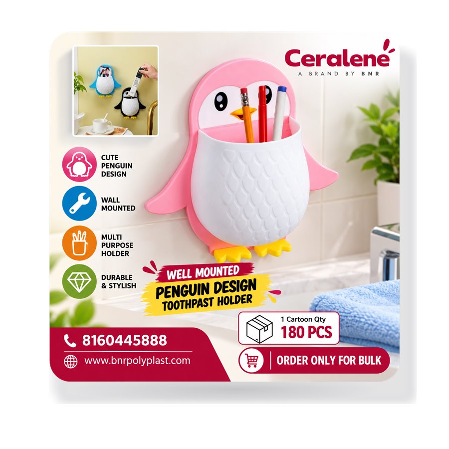 Wall Mounted Penguin Design Toothpaste Holder