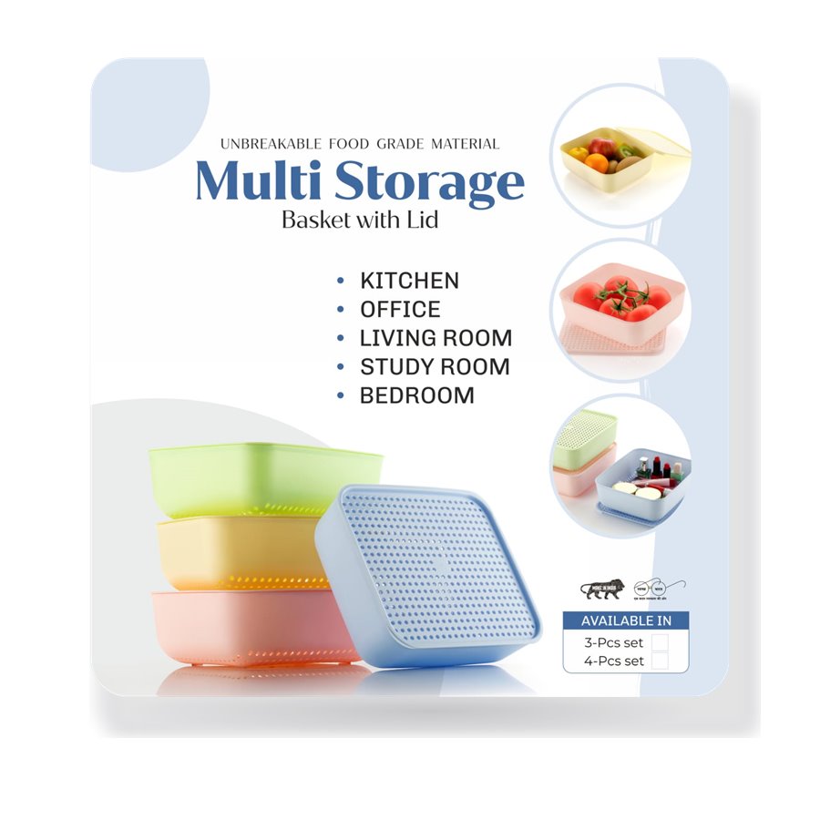 Multi Storage Basket With Lid